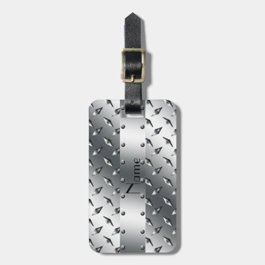 Speciaal voor jouw naam diamant bord staal bagagelabel (Voorkant verticaal)