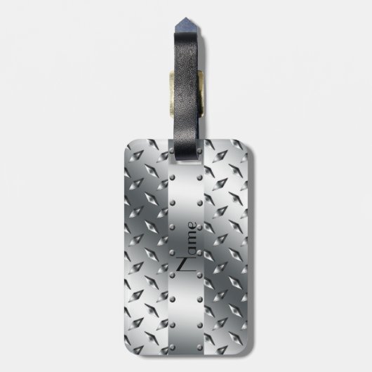 Speciaal voor jouw naam diamant bord staal bagagelabel (Achterkant verticaal)
