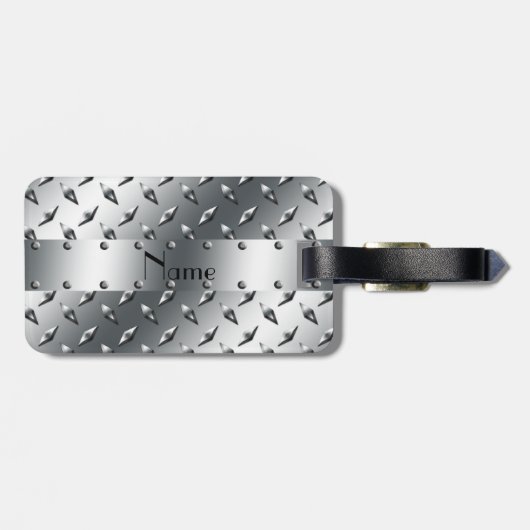 Speciaal voor jouw naam diamant bord staal bagagelabel (Achterkant horizontaal)
