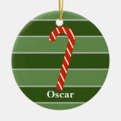 Speciaal voor kerstmis met snoepsuikerriet keramisch ornament (Voorkant)