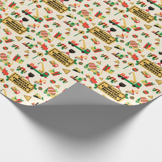 Speciaal voor kerstmis ontworpen bouwpersoneel cadeaupapier (Hoek)