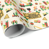 Speciaal voor kerstmis ontworpen bouwpersoneel cadeaupapier (Rol Hoek)