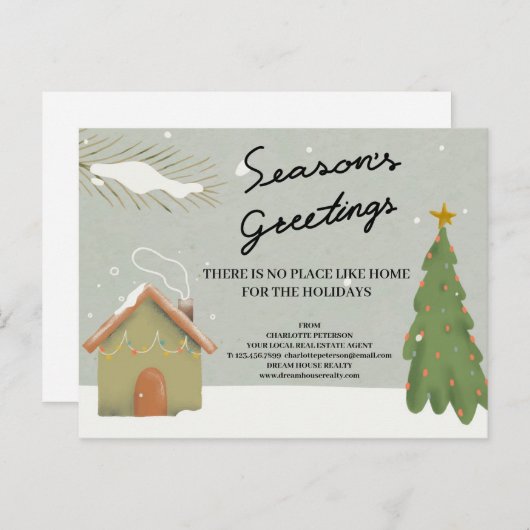Speciaal voor kerstmis ontworpen Real Estate Agent Feestdagenkaart (Voorkant / Achterkant)