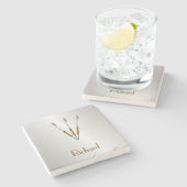 Speciaal voor kunstwerken / Monogram Stenen Onderzetter (Zijkant)