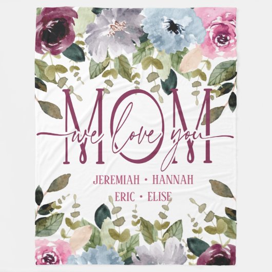 Speciaal voor mam met Blush Flowers Fleece Deken (Voorkant)