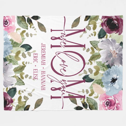 Speciaal voor mam met Blush Flowers Fleece Deken (Voorkant (Horizontaal))