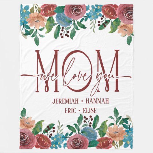 Speciaal voor mam met Blush Flowers Fleece Deken (Voorkant)