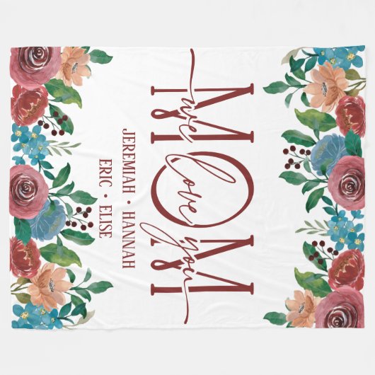 Speciaal voor mam met Blush Flowers Fleece Deken (Voorkant (Horizontaal))