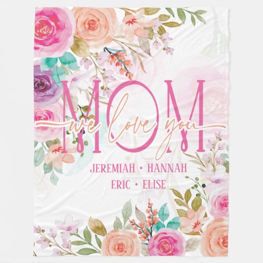 Speciaal voor mam met Blush Flowers Fleece Deken (Voorkant)