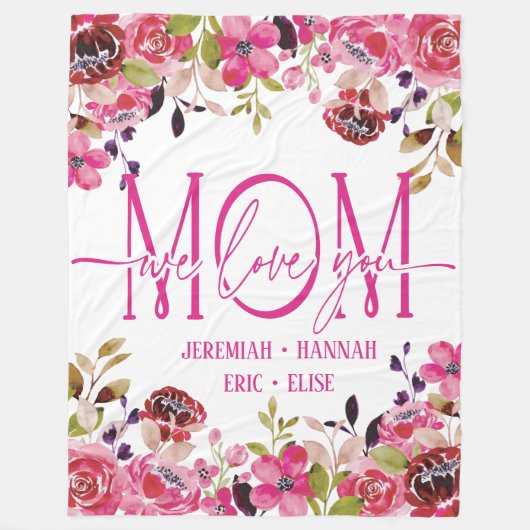 Speciaal voor mam met Blush Flowers Fleece Deken (Voorkant)