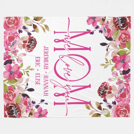 Speciaal voor mam met Blush Flowers Fleece Deken (Voorkant (Horizontaal))