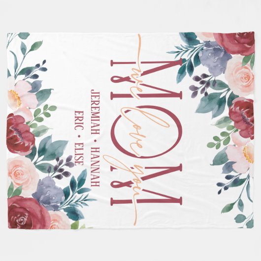 Speciaal voor mam met Blush Flowers Fleece Deken (Voorkant (Horizontaal))