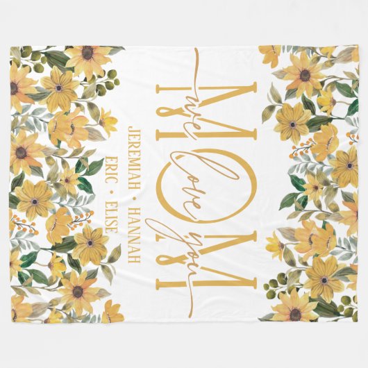 Speciaal voor mam met Blush Flowers Fleece Deken (Voorkant (Horizontaal))