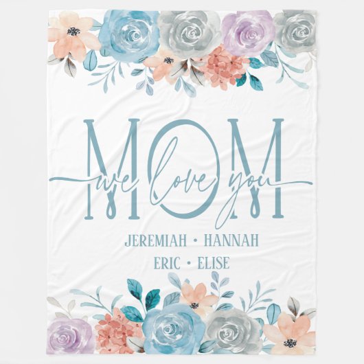 Speciaal voor mam met Blush Flowers Fleece Deken (Voorkant)