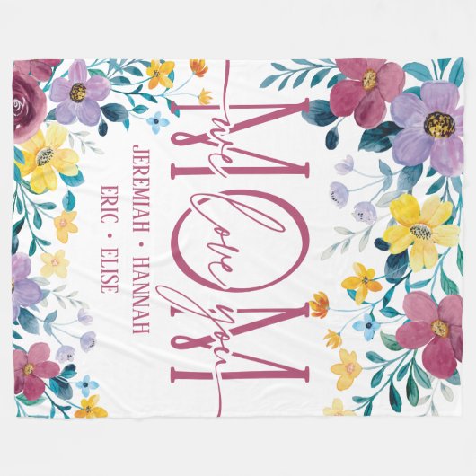 Speciaal voor mam met Blush Flowers Fleece Deken (Voorkant (Horizontaal))