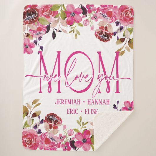 Speciaal voor mam met Blush Flowers Sherpa Deken (Voorkant)