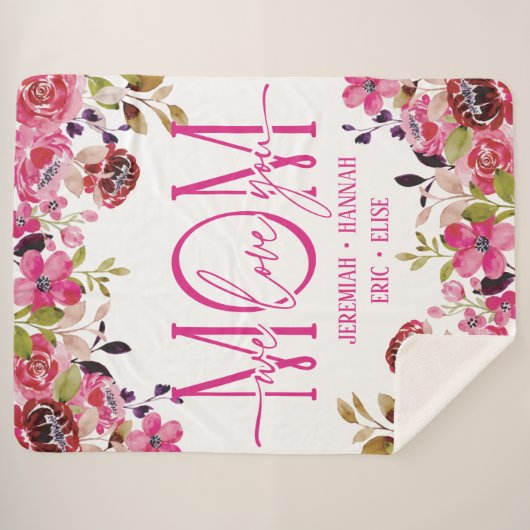 Speciaal voor mam met Blush Flowers Sherpa Deken (Voorkant (horizontaal))
