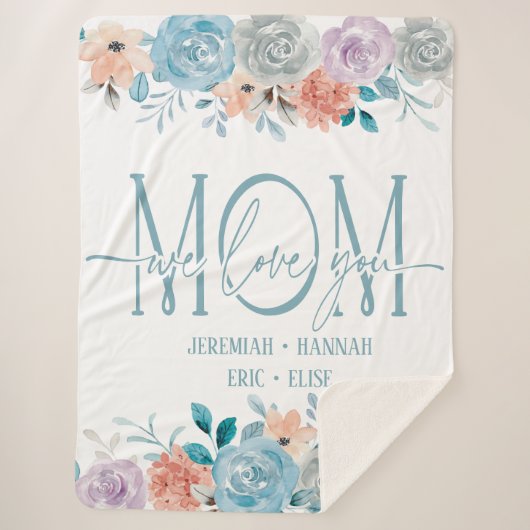 Speciaal voor mam met Blush Flowers Sherpa Deken (Voorkant)