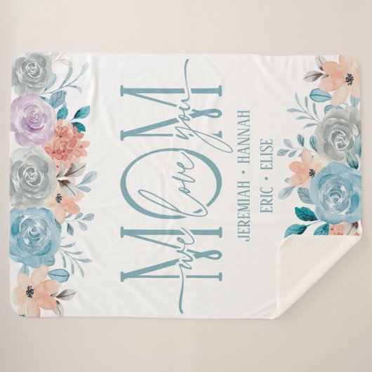 Speciaal voor mam met Blush Flowers Sherpa Deken (Voorkant (horizontaal))