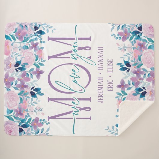 Speciaal voor mam met Blush Flowers Sherpa Deken (Voorkant (horizontaal))