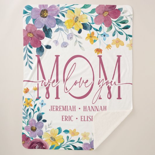 Speciaal voor mam met Blush Flowers Sherpa Deken (Voorkant)