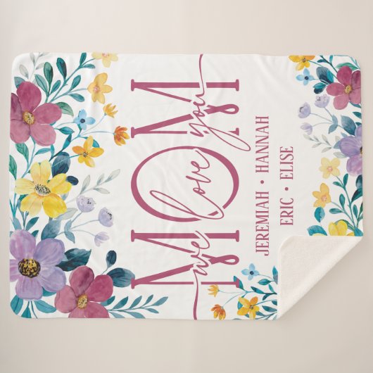 Speciaal voor mam met Blush Flowers Sherpa Deken (Voorkant (horizontaal))