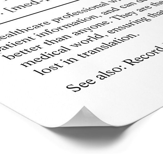 Speciaal voor medische dossiers technicus Gift Pos Poster (Hoek)