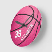 speciaal voor meisjes bestemde basketbalroze ronde klok (Hoek)