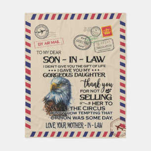 Speciaal voor mijn beste schoonzoon brief van mam fleece deken