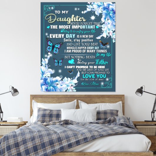 Speciaal voor mijn dochter van mam Butterfly Canvas Afdruk (Insitu (Slaapkamer))