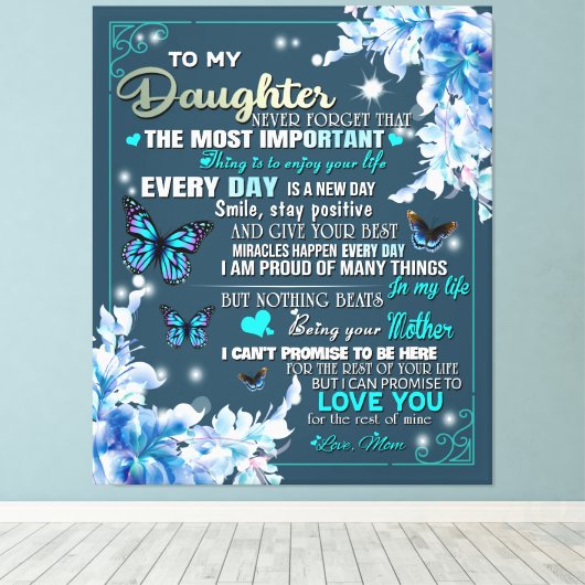 Speciaal voor mijn dochter van mam Butterfly Canvas Afdruk (Insitu (Houten vloer))
