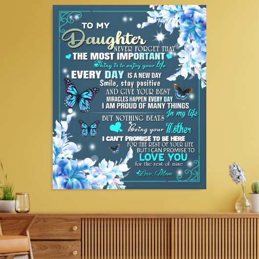 Speciaal voor mijn dochter van mam Butterfly Canvas Afdruk (Insitu (Woonkamer))