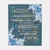 Speciaal voor mijn dochter van mam Butterfly Fleece Deken (Voorkant)