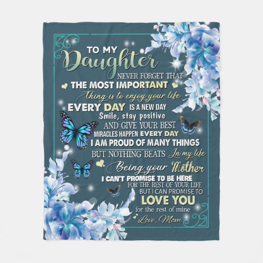 Speciaal voor mijn dochter van mam Butterfly Fleece Deken (Voorkant)