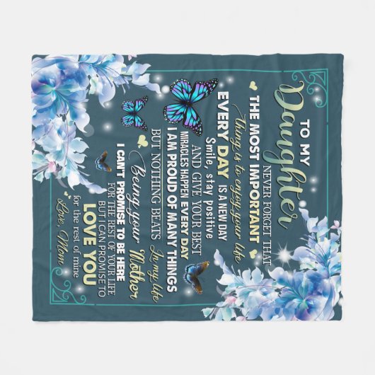 Speciaal voor mijn dochter van mam Butterfly Fleece Deken (Voorkant (Horizontaal))