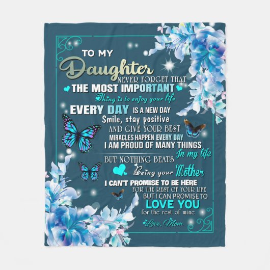 Speciaal voor mijn dochter van mam Butterfly Fleece Deken (Voorkant)