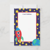 Speciaal voor ruimteraketten ontworpen notitiekaar bedankkaart (Voorkant)