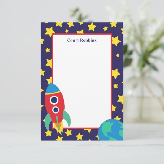 Speciaal voor ruimteraketten ontworpen notitiekaar bedankkaart (Staand voorkant)