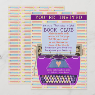 Speciaal voor schrijfmachines uitgeruste boekenclu kaart