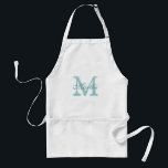 Speciaal voor vrouwen bestemd monogram bakplatform standaard schort<br><div class="desc">Gepersonaliseerd monogram bakplatform voor vrouwen. Cute gift idee voor moeder/moeder. Aangepaste BBQ-/keukenartikelen met naam en initiaal. Geparafeerd ontwerp voor kok- en kookliefhebbers. Monogrammed barbecuesaprons in beige wit en geel.  letterkleur. Dat wil zeggen turquoise blauw met elegante scripttekst.</div>