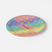 Speciaal vormgegeven patroon van regenboogrubberee papieren bordje (Gekanteld)