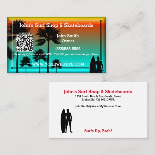 Speciaal vormgegeven standaard QR-gecodeerd Visite Visitekaartje (Voorkant / Achterkant)