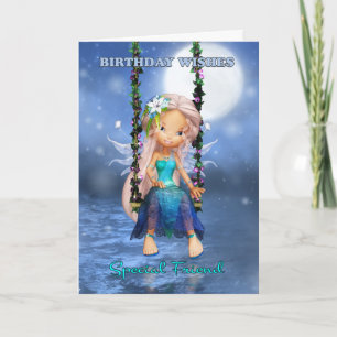 Speciaal Vriend, schattige fee van Birthday op een Kaart