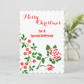 Speciaal Vriendin Vrolijk kerstrood roodroze Flora Feestdagenkaart (Staand voorkant)