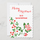 Speciaal Vriendin Vrolijk kerstrood roodroze Flora Feestdagenkaart (Voorkant)