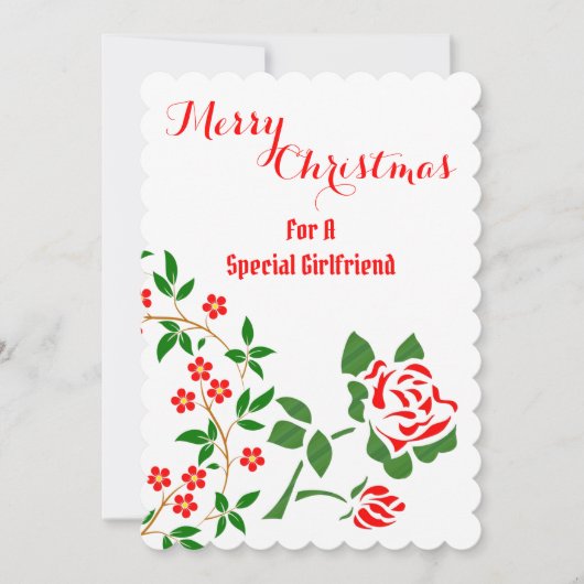 Speciaal Vriendin Vrolijk kerstrood roodroze Flora Feestdagenkaart (Voorkant)