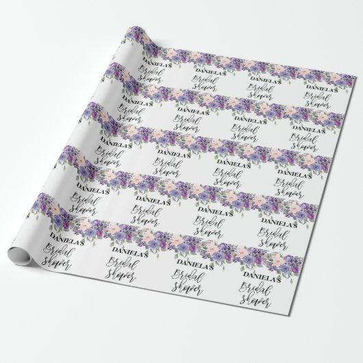 Speciaal Vrijgezellenfeest Violet Floral Cadeaupapier (Uitgerold)
