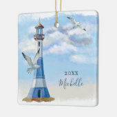 Speciaal vuurtoren Nautical Beach Kerstmis Keramisch Ornament (Links)