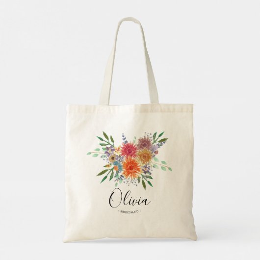 Speciaal Waterverf Bridesmaid Floral Canvas tas (Achterkant)