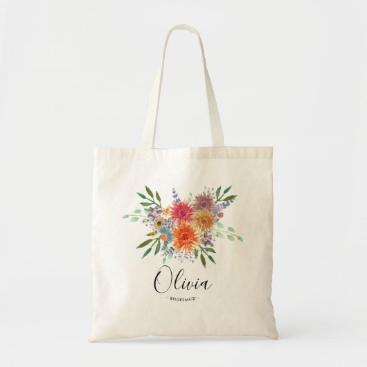 Speciaal Waterverf Bridesmaid Floral Canvas tas (Voorkant)